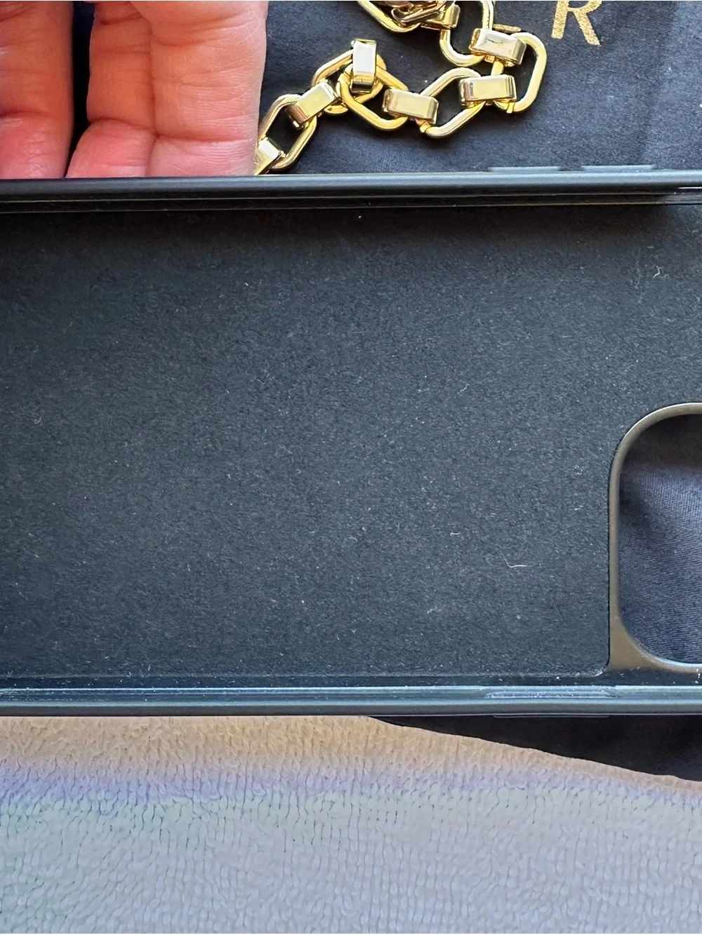 Bandolier Textured Leather Phone Case w/ Card Pocket, Strap & Gold Hand Strap
